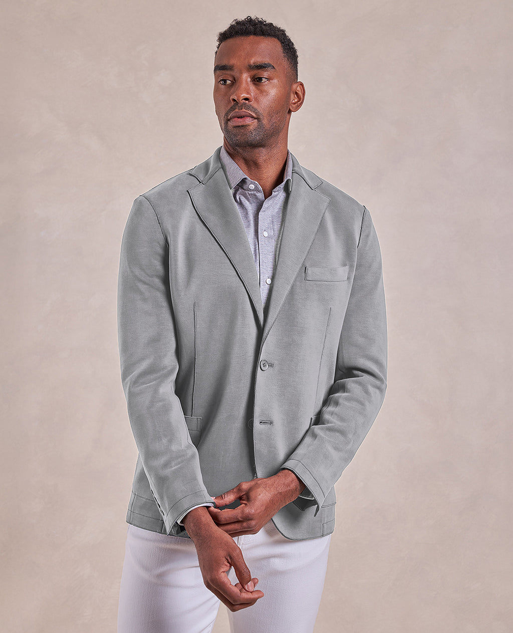 The Luca - Double Knit Soft Jacket - Grey